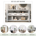 62.2'' Modern Console Table Sofa Table For Living Room With 4 Drawers And 2 Shelves White Solid Wood Mdf