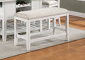 1Pc Transitional White Finish Fabric Upholstered Counter Height Dining Bench White Wood Fabric