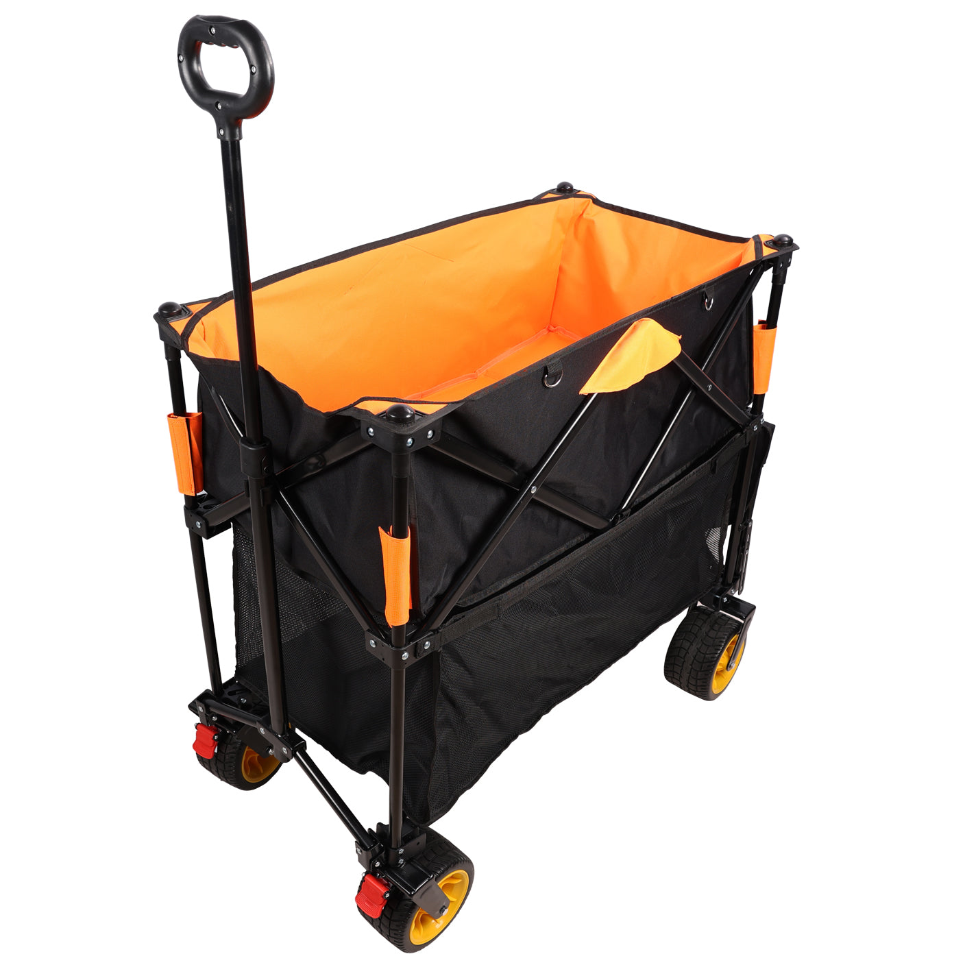 Big Large Capacity Folding Cart Extra Long Extender Wagon Cart Folding Wagon Garden Shopping Beach Cart Black Orange Black Garden & Outdoor Iron,Oxford Fabric