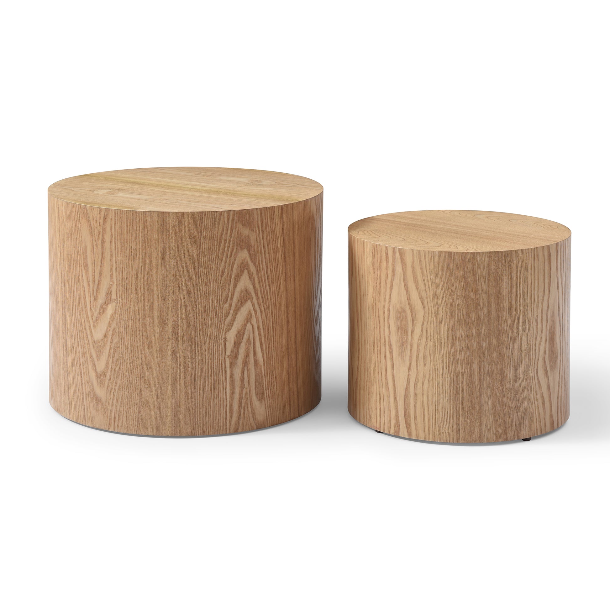 Round Coffee Table Set Of 2, Nesting Coffee Tables For Mdf With Veneer .For Living Room,Office,Bedroom,Natural, 4Colors Natural Primary Living Space Modern Coffee & End Tables Round Mdf