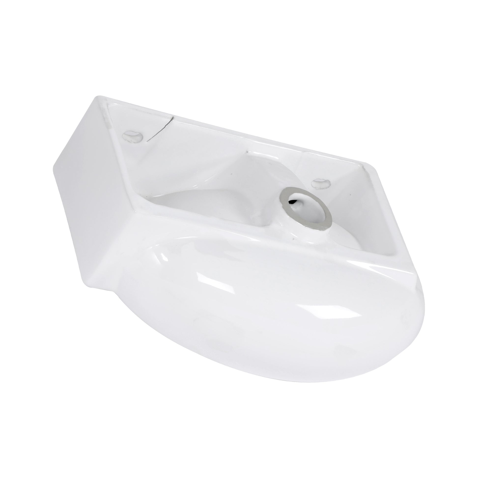 16X11 Inch White Ceramic Rectangle Wall Mount Bathroom Sink With Single Faucet Hole White Ceramic