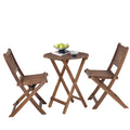 3 Piece Acacia Wood Bistro Set, Wooden Folding Patio Furniture For Garden Backyard Balcony Porch W 1 Coffee Table And 2 Foldable Chairs, Natural Stained Light Brown Acacia Wood