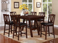 Dining Table 6X High Chairs 7Pcs Counter Height Dining Set Walnut Finish Dining Room Furniture Transitional Style Wood Walnut Seats 6 Wood Dining Room Contemporary,Modern,Transitional Rubberwood Rectangular 4 Leg Rectangular Dining Table With Chair