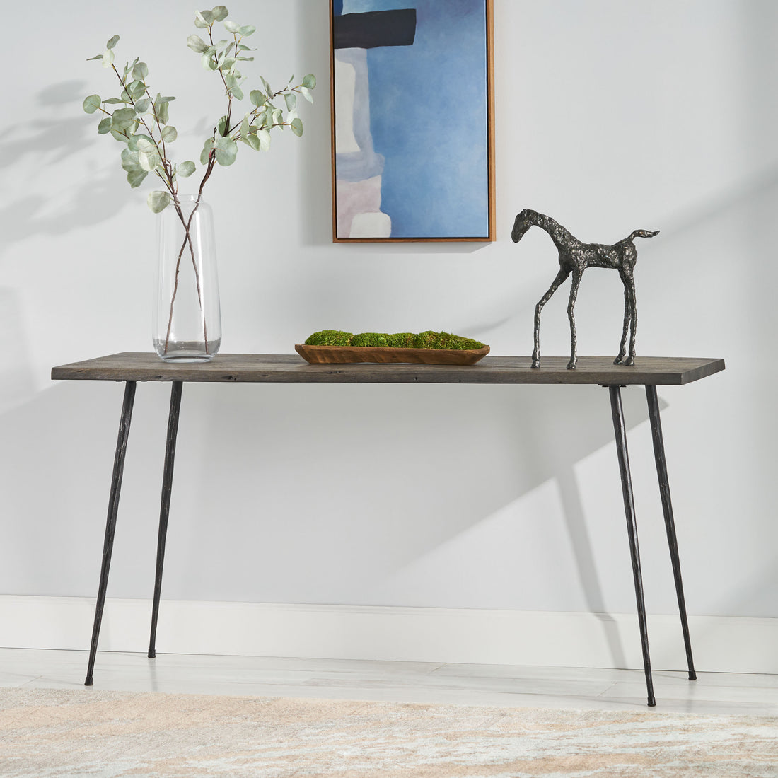 Console Table Grey Wood