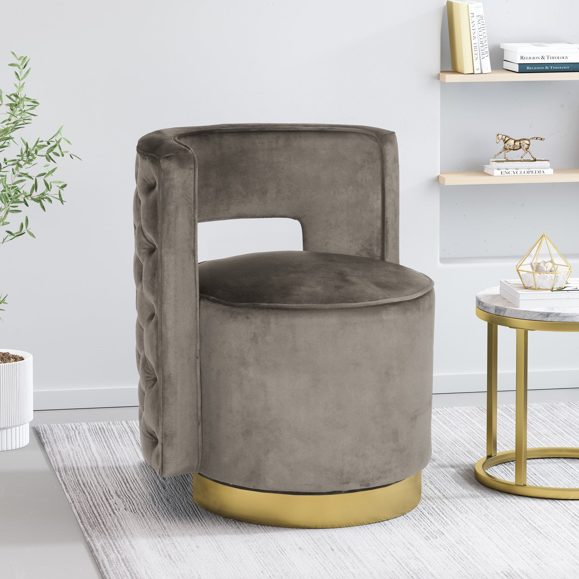 Swivel Arm Chair Grey Fabric