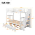 Twin Over Twin Bunk Bed With Trundle And Storage, White Twin White Pine