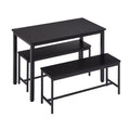 Dining Table Set, Bar Table With 2 Dining Benches, Kitchen Table Counter With Chairs, Industrial For Kitchen Breakfast Table, Living Room, Party Room, Black43.3 L X23.6 W X 29.9 H Black Particle Board