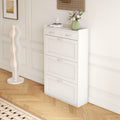 31.49 Inches Of White Solid Wood Shoe Cabinet, Three Layer Flip Bucket Shoe Storage Cabinet, Simple And Generous For A Variety Of Home Style White Solid Wood Shoe Cabinet White Mdf