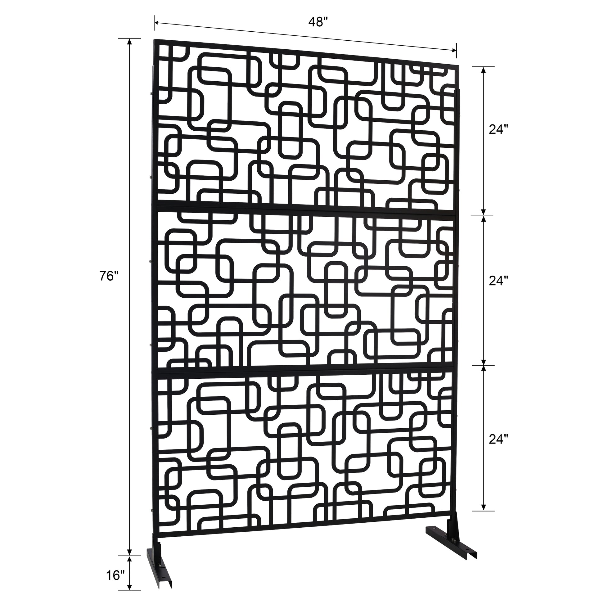 Outdoor & Indoor Privacy Screen Metal Privacy Screen 76" H 48" W, Freestanding Decorative Privacy Screen For Deck Balcony Patio, Privacy Fence Panels For Outside Lawn Garden Ps114 Black Black Steel