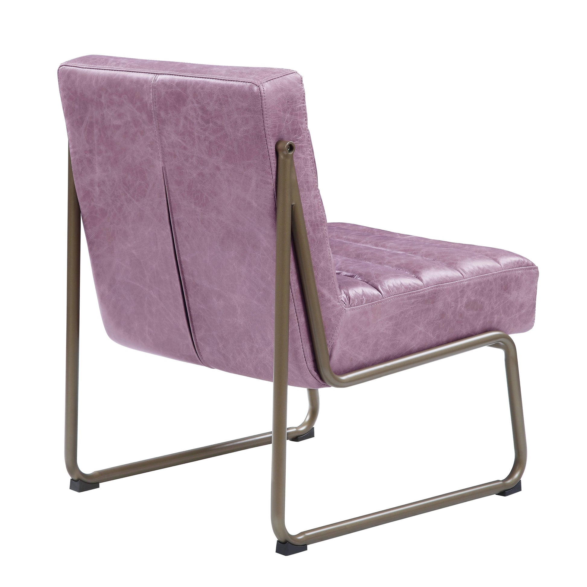 Wisteria Accent Chair With Metal With Sled Base Pink Primary Living Space Genuine Leather