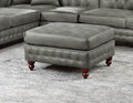 Slate Grey 4Pc Sectional Set 3X Reversible Loveseat Chaise And 1X Ottoman Tufted Couch Pillows Light Slate Grey Faux Leather Wood Primary Living Space Tight Back Contemporary,Luxury,Traditional