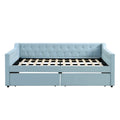 Full Size Upholstered Tufted Daybed With 2 Drawers, Blue Box Spring Not Required Full Blue Wood Daybeds Velvet Upholstered