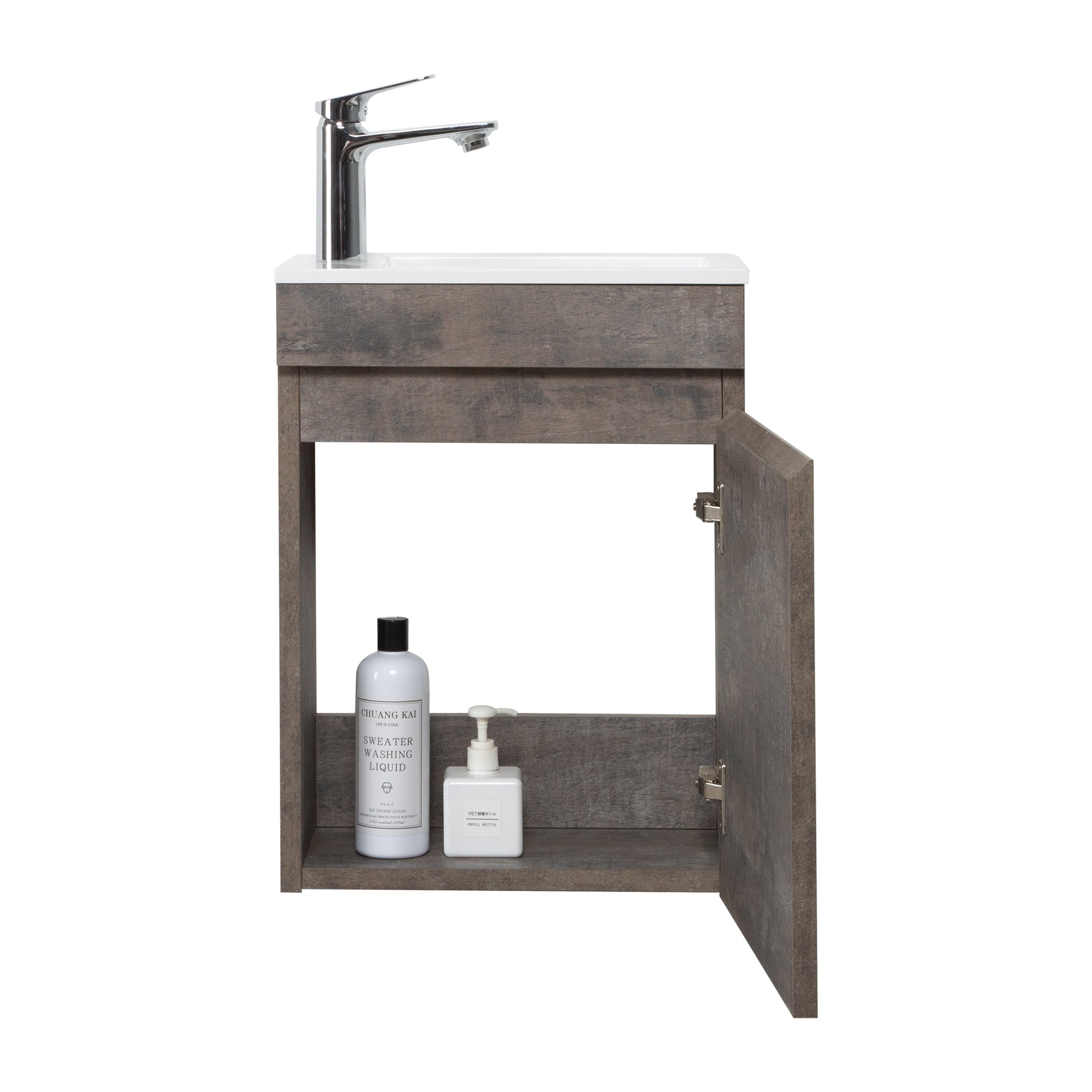 16" Floating Bathroom Vanity with Sink, Wall Mounted grey-1-bathroom-wall mounted-plywood