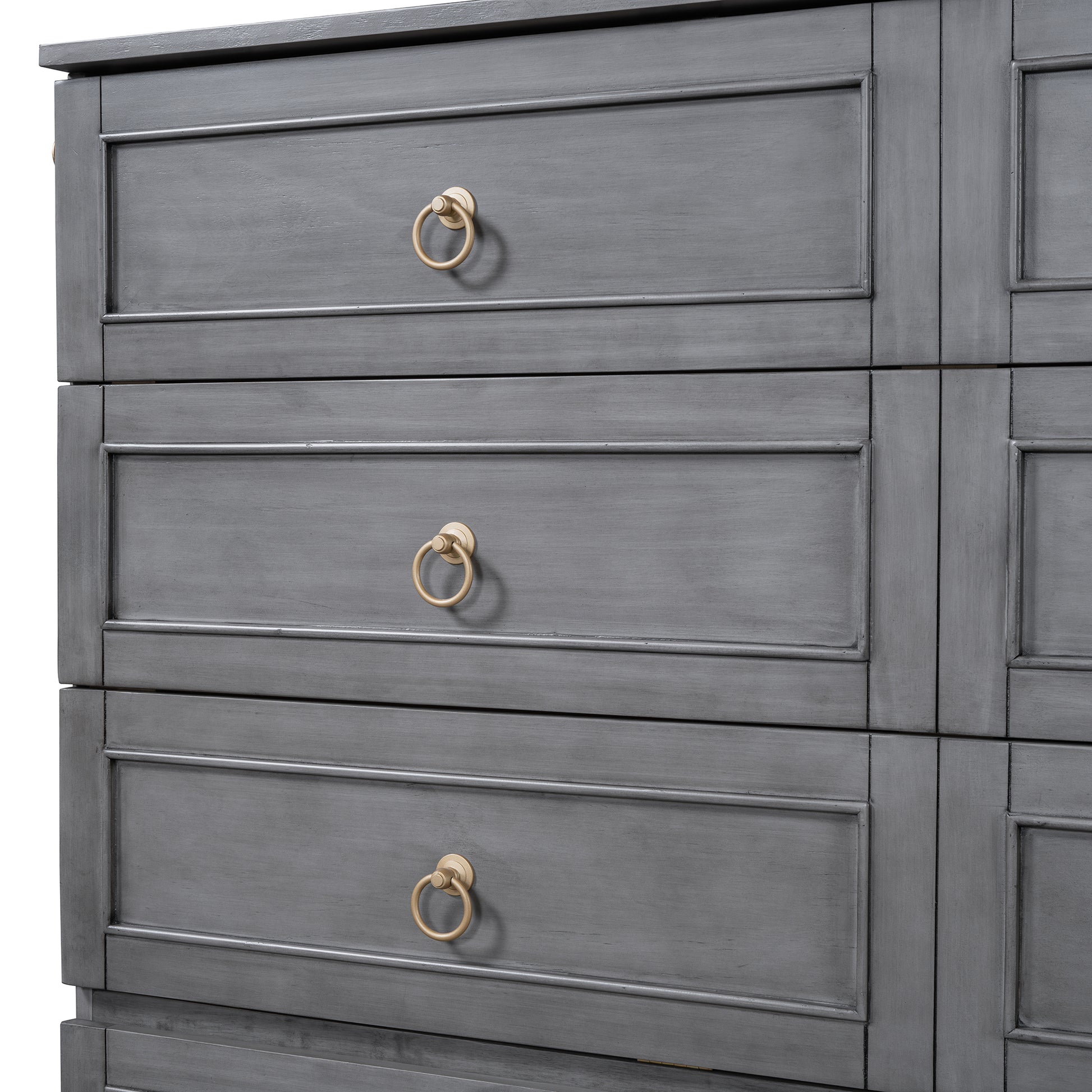 Queen Murphy Bed With Large Drawers,Gray Queen Gray Plywood