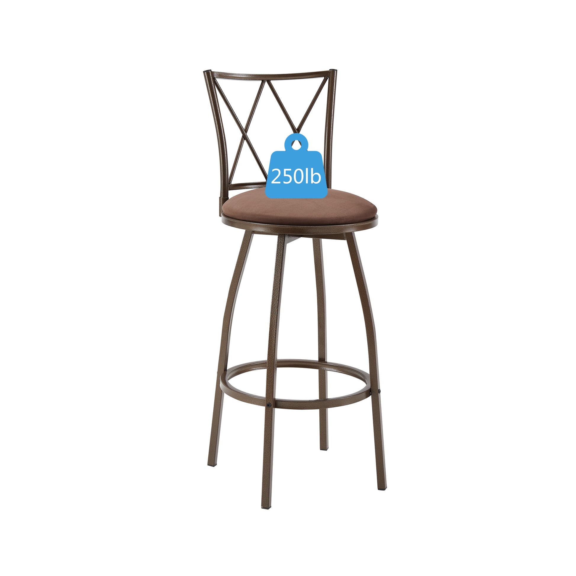 2 Piece Bar Stools, Bar Chairs, Brown Bar Stools,Country Style Industrial,Easy To Assemble, With Footrest For Indoor Bar Dining Kitchen Metal Brown Round Bar Stools Leather Fabric Metal