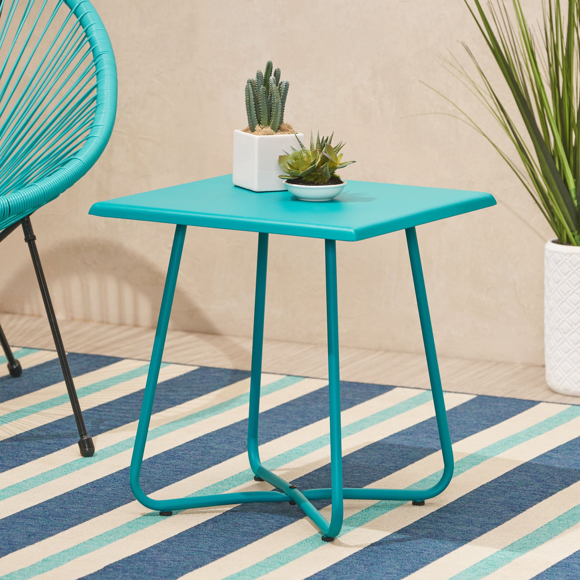 Alder 18" Side Table - Teal Iron