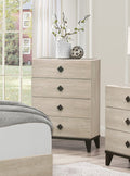 Modern Design Bedroom Furniture 1Pc Cream Finish And Black 4 Drawers Beautiful Chest With Faux Marble Top Black,Cream Modern Wood