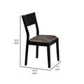 Riera 17 Inch Dining Chair, Gray Faux Leather Seat, Angled Backrest, Black Black Grey Wood Fabric