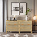 3 Drawers Rattan Storage Cabinet Rattan Drawer Set Of 2 ,For Bedroom,Living Room,Dining Room,Hallways,Oak Oak Primary Living Space Mdf