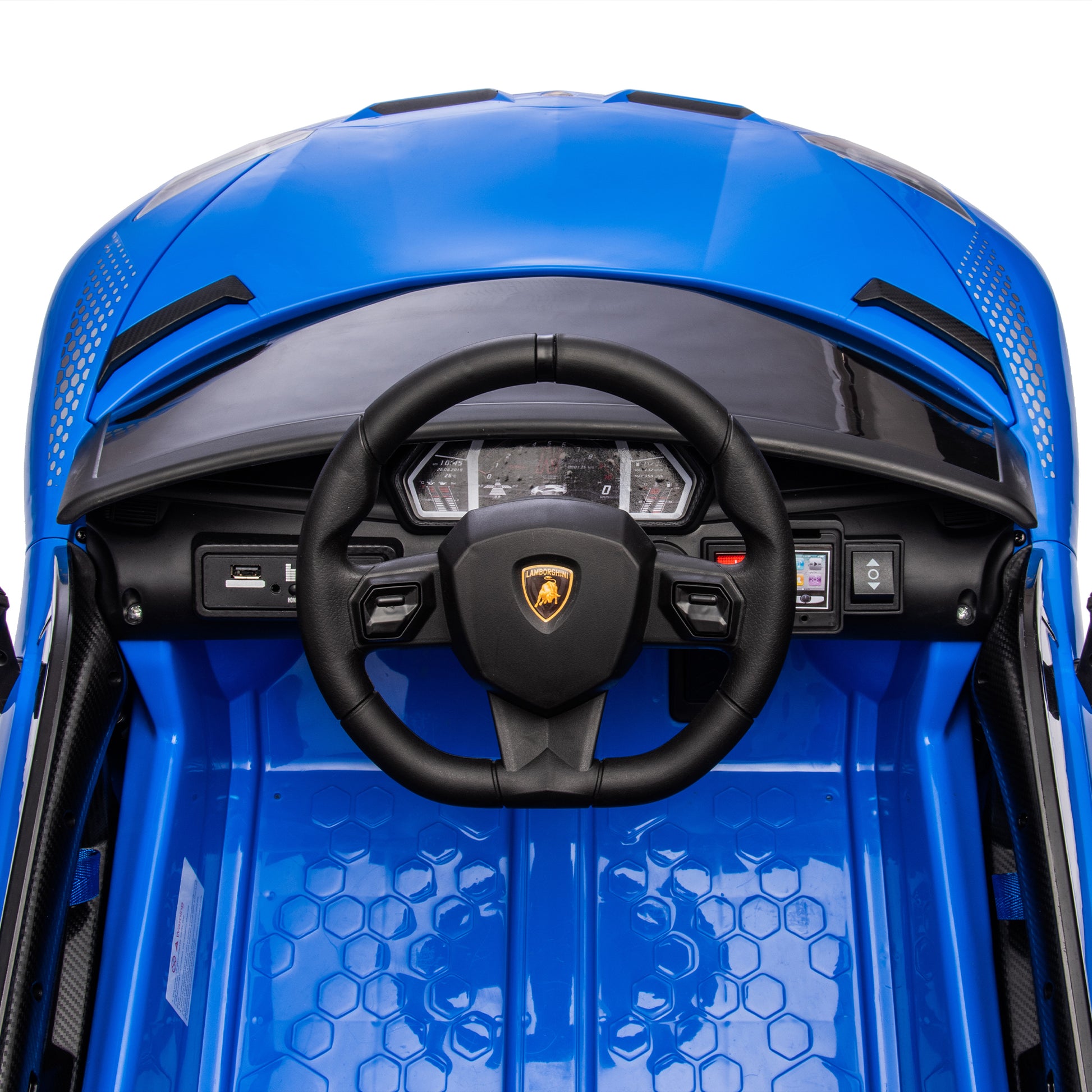12V Kids Ride On Car W Parents Remote Control,Licensed Lamborghini Aventador Xago,Hydraulic Pressure Door,Slow Start,Early Education,Bluetooth,Adjustable Volume,Mp3,Usb,Led Lights For Kids Aged 2 4. Blue 50 99 Lbs Polypropylene