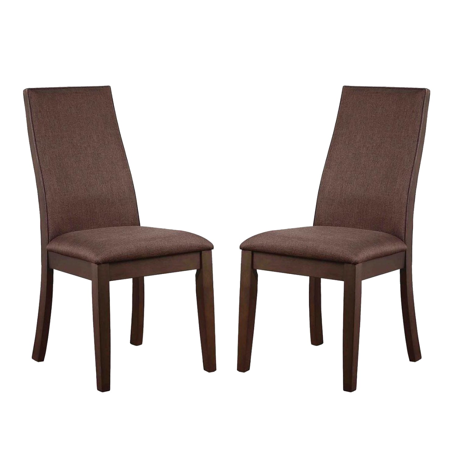 Set Of 2 Fabric Upholstered Dining Chairs, Chocolate Solid Chocolate Dining Room Dining Chairs Set Of 2 Fabric,Mdf