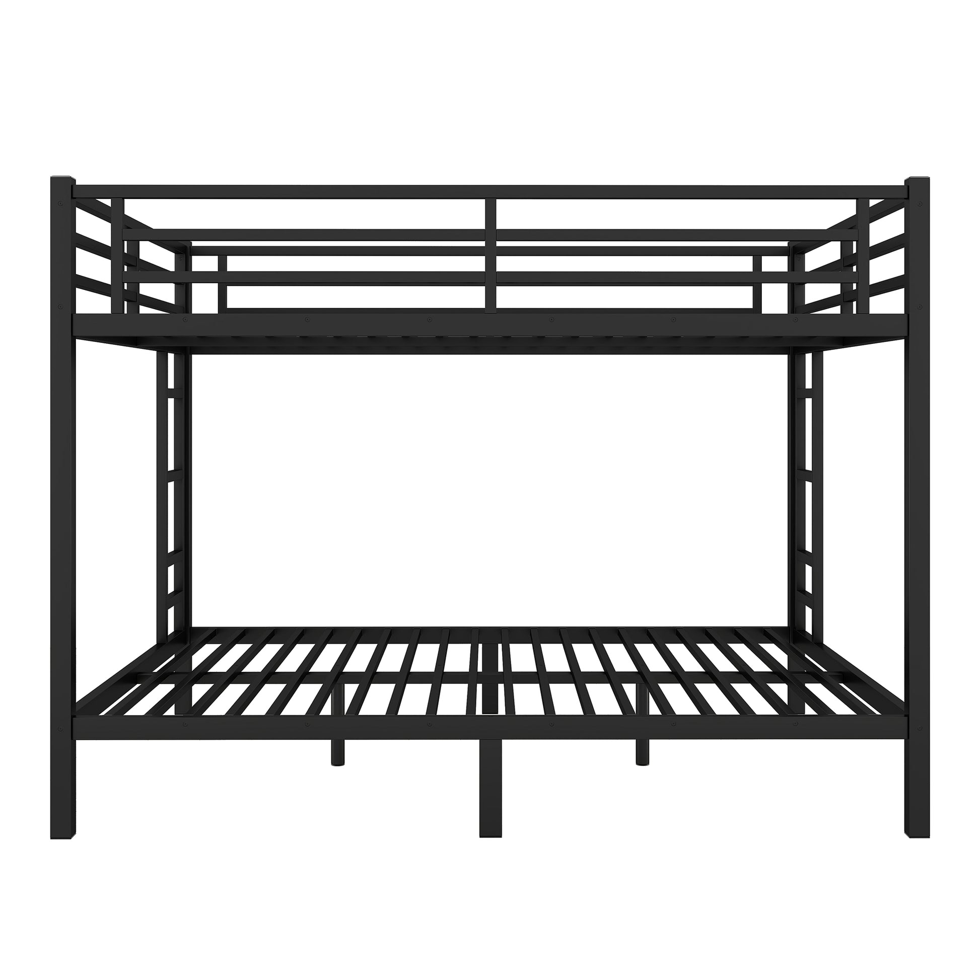 Metal Queen Over Queen Bunk Bed For Teens And Adults,Space Saving Noise Reduced No Box Spring Needed, Black Box Spring Not Required Queen Black Metal