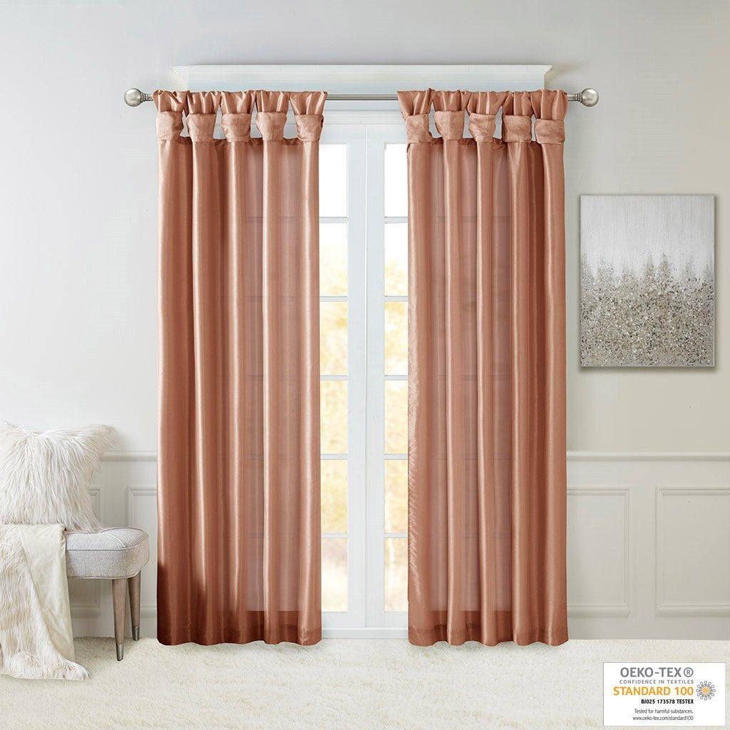 Twist Tab Lined Window Curtain Panel Only 1 Pc Panel Spice Polyester