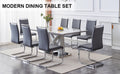 1 Table And 8 Chairs Set.Modern Grey Mdf Faux Marble Dining Table With Double V Shaped Supports.Paired With 8 Modern Pu Artificial Leather Soft Cushion With Silver Metal Legs.F Vv,C 1162 Gray Seats 8 Mdf Metal