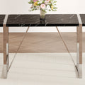 Table And Chair Set.A Rustic Industrial Rectangular Mdf Black Dining Table With Mdf Desktop And Electroplated Silver Metal Legs.Paried With 4 Chairs With Pu Cushion And Metal Legs. Black,Dark Gray,Silver Seats 4 Mdf Metal
