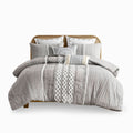 Cotton Printed Comforter Set With Chenille Gray King Cal King King Gray Cotton