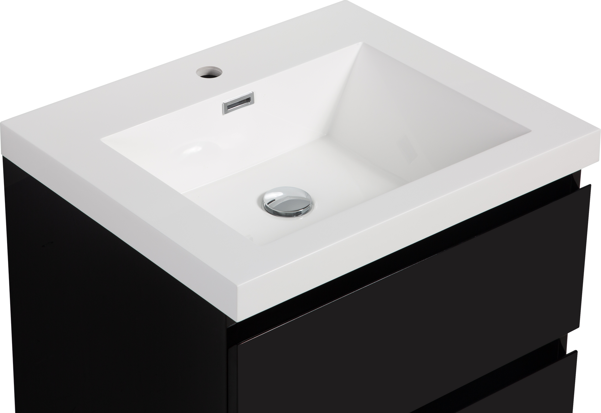 24" Floating Bathroom Vanity With Sink, Modern Wall Mounted Bathroom Storage Vanity Cabinet With Resin Top Basin And Soft Close Drawers, Glossy Black 24V11 24Gb 2 Black Wall Mounted Mdf