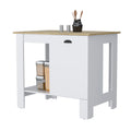 Lander Kitchen Island With Single Door And Lower Open Shelf Multicolor Mdf Engineered Wood