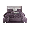 7 Piece Tufted Comforter Set Plum Queen Queen Plum Polyester