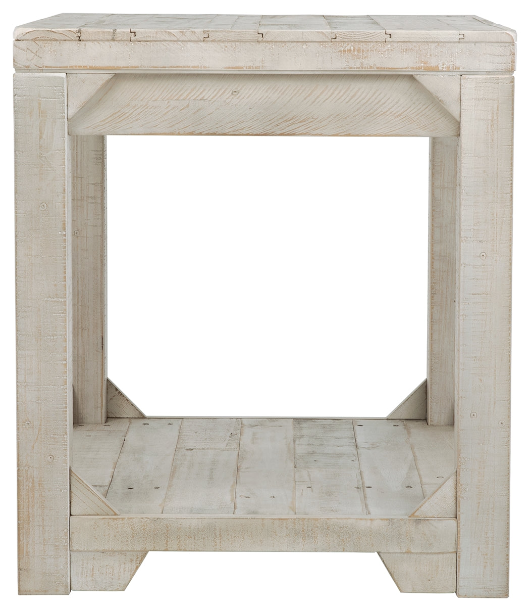 Farmhouse Style Wooden End Table With Plank Design Open Shelf, White White Wood