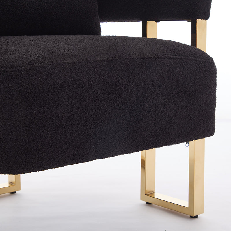 Ts Teddy Velvet Upholstered Metal Foot Sofa Black Gold Teddy 1 Seat