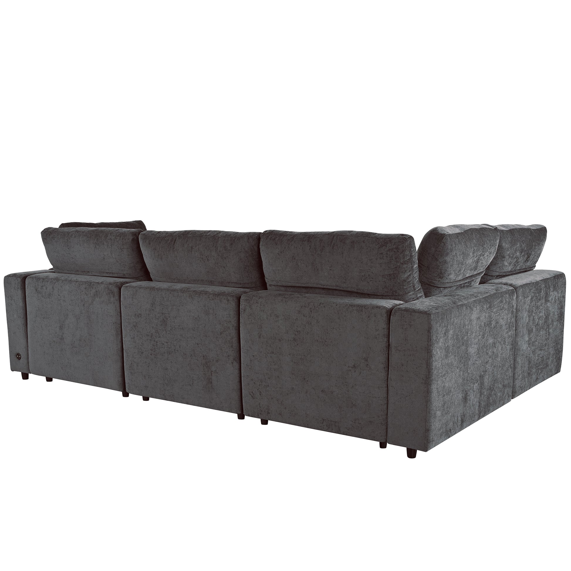 Upholstered Modular Sofa With With Storage Space, Usb Charge Ports,Wireless Charging And Built In Bluetooth Speaker In Arm,Sectional Sofa For Living Room Apartment. Old Sku:Wy000317Aae Gray