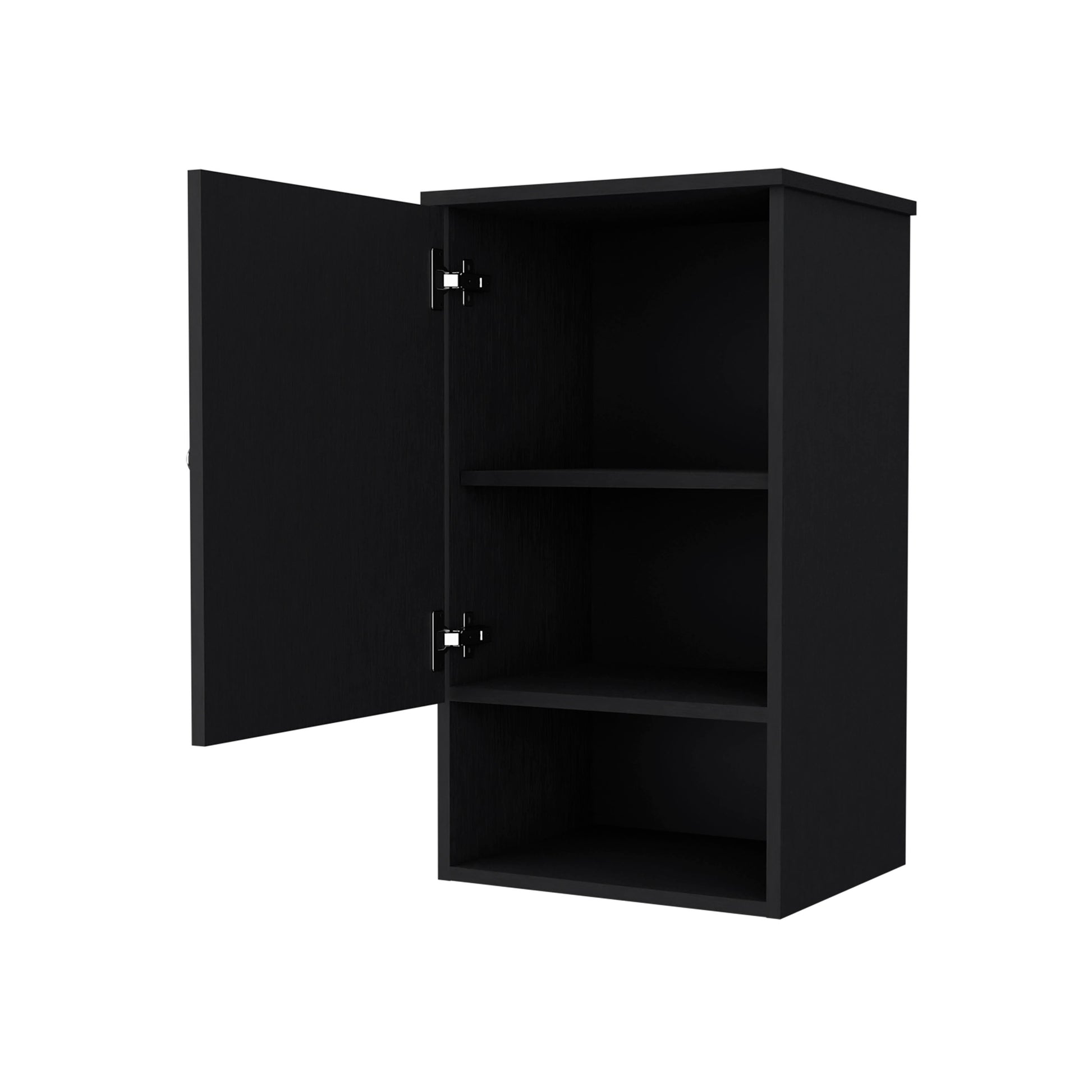 Carrizo Medicine Cabinet In Melamine With One Door, Black Black 1 3 24 To 31 In Bathroom Wall Mounted Minimalist,Modern 10 15 Inches Particle Board Melamine