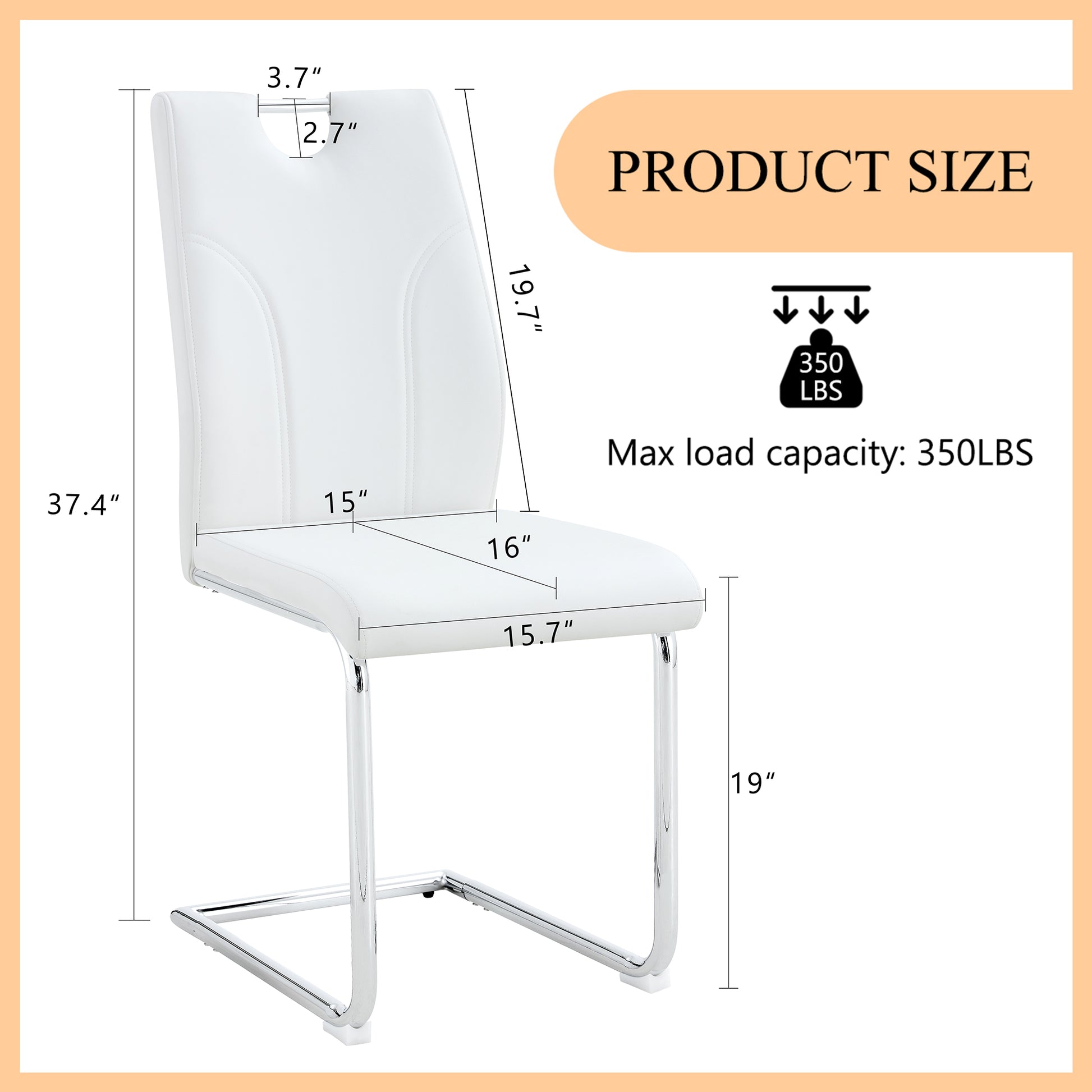 White Pu Dining Chair Set.Uniquely Designed White Dining Chairs. Pu Material, Paired With Silver Metal Chair Legs. Suitable For Offices, Restaurants, Kitchens, Conference Rooms, Etc. Set Of 2 White