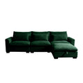 Corduroy Sectional Sofa, L Shaped Couch With Storage Footstool And 3 Pillow, Sectional Couch For Living Room Apartment, Green Green Corduroy 3 Seat