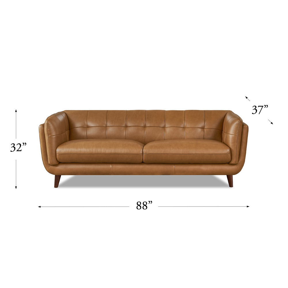 Solana Leather Sofa Cognac Down Filling Genuine Leather 3 Seat