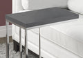 Accent Table, C Shaped, End, Side, Snack, Living Room, Bedroom, Glossy Grey Laminate, Chrome Metal, Contemporary, Modern Grey Particle Board