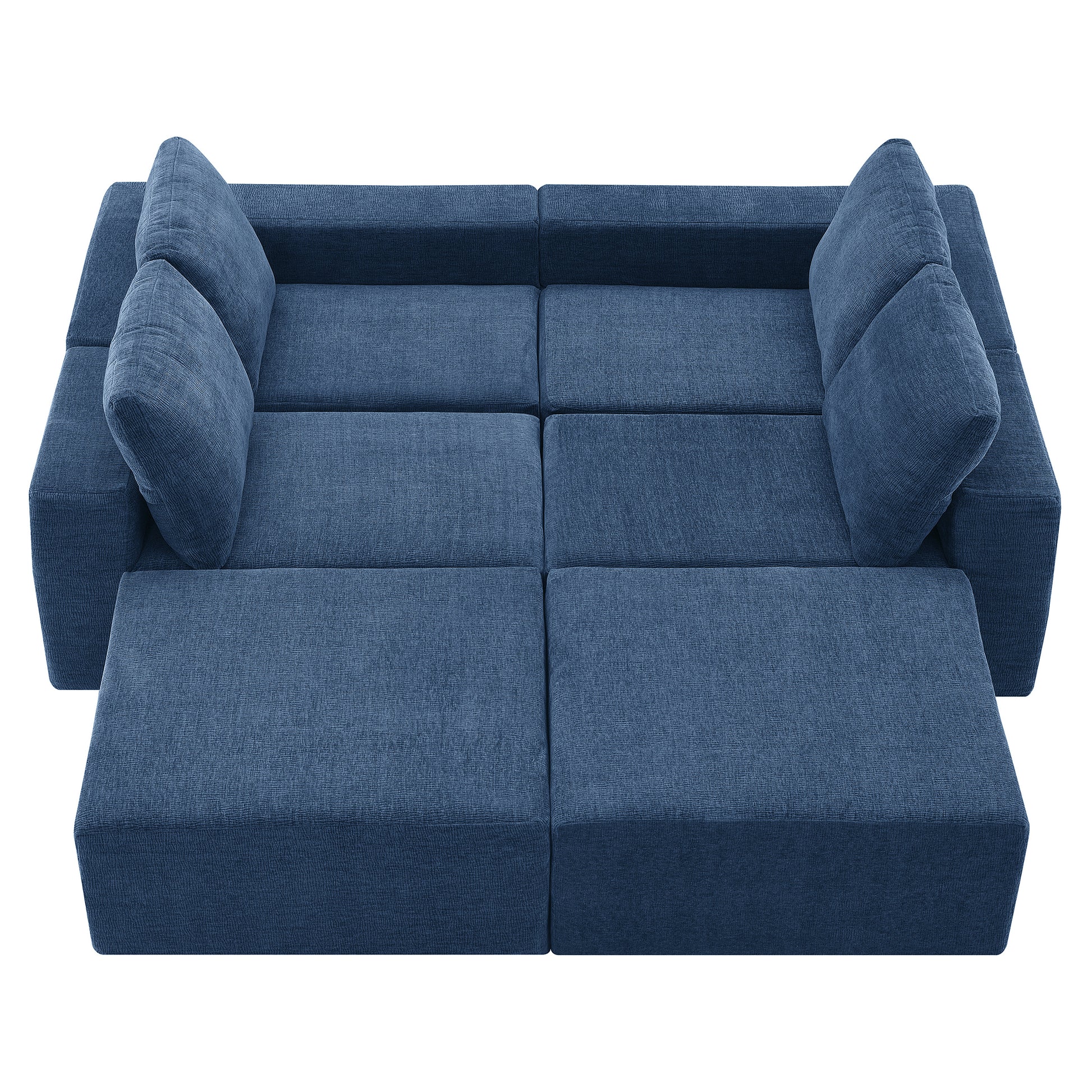 110*72" Modular U Shaped Sectional Sofa,Luxury Chenille Floor Couch Set,Upholstered Indoor Furniture,Foam Filled Sleeper Sofa Bed For Living Room,Bedroom,Free Combination,3 Colors Navy Polyester 6 Seat