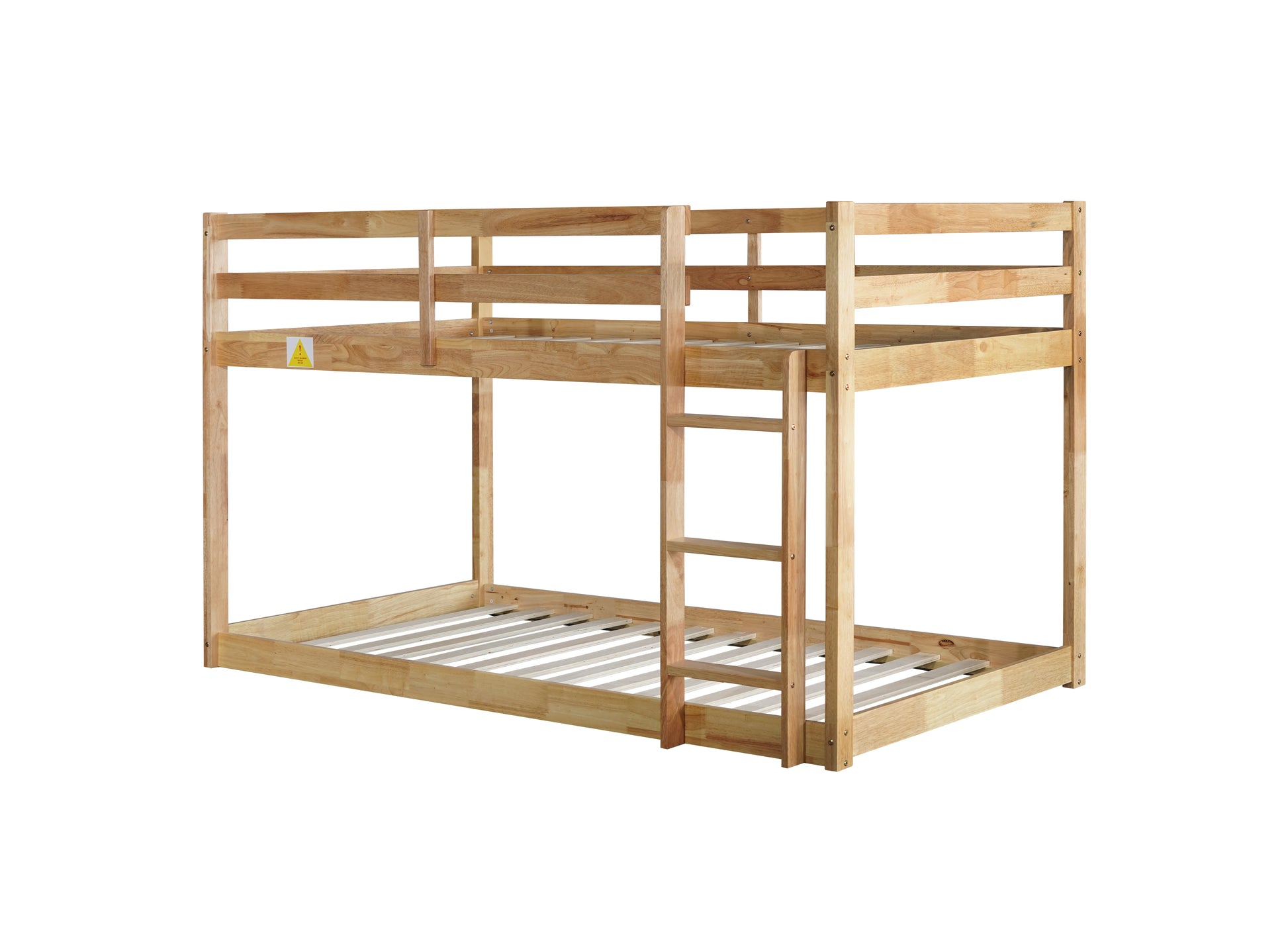 Solid Woodensolid Rubber Wooden Twin Over Twin Loft Bed With Ladder ,Upper And Bottom Bed Platforms Crafted With Strengthened Slats ,Natural Twin Natural Rubber Wood