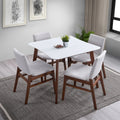 Benton Modern White Top Dining Table Brown,Walnut Brown,White Seats 4 White Dining Room Square Mdf,Solid Wood