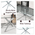 Table And Chair Set.Modern Luxurious Transparent Tempered Glass Dining Table Set With Transparent Pp Chairs.8 Transparent High Quality Pp Dining Chairs With Silver Legs. Transparent Seats 8 Glass