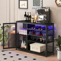 Bar Cabinet,Wine Bar Cabinet,Liquor Storage Credenza,Sideboard With Wine Racks & Stemware Holder,With Uab Socket,Metal Bracket,Canbeplacedin Familybars,Hallways,Living Rooms,Color:Black Marble Texture 3 4 Spaces Black Primary Living Space Built In