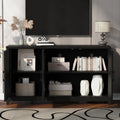 Tv Stand For Tvs Up To 65 Inches, Modern Entertainment Center Media Console Cabinet With 2 Spacious Storage Space, Solid Wood Legs For Living Room Black 50 59 Inches Particle Board Mdf