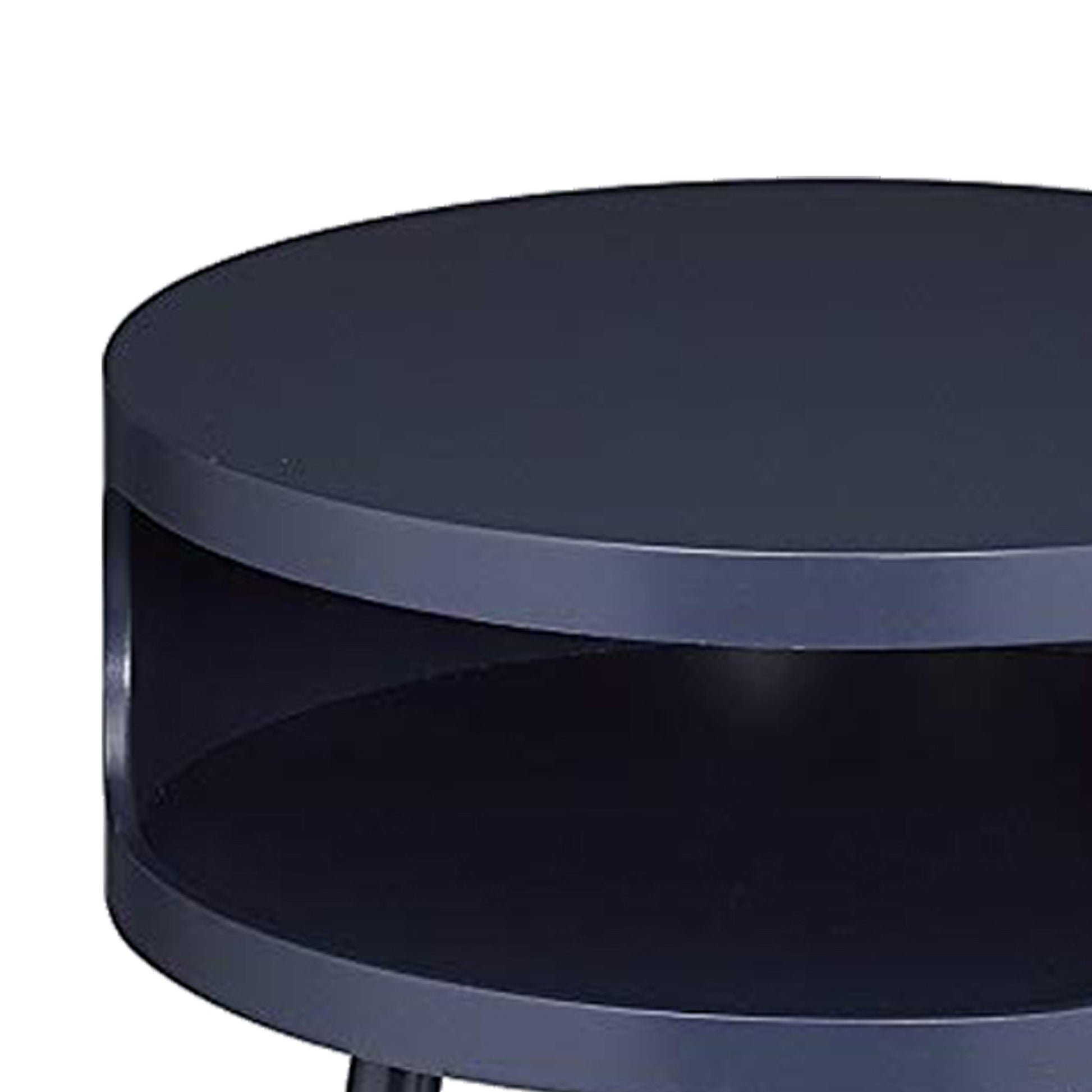 Sonria Round End Table, Black Black Wood