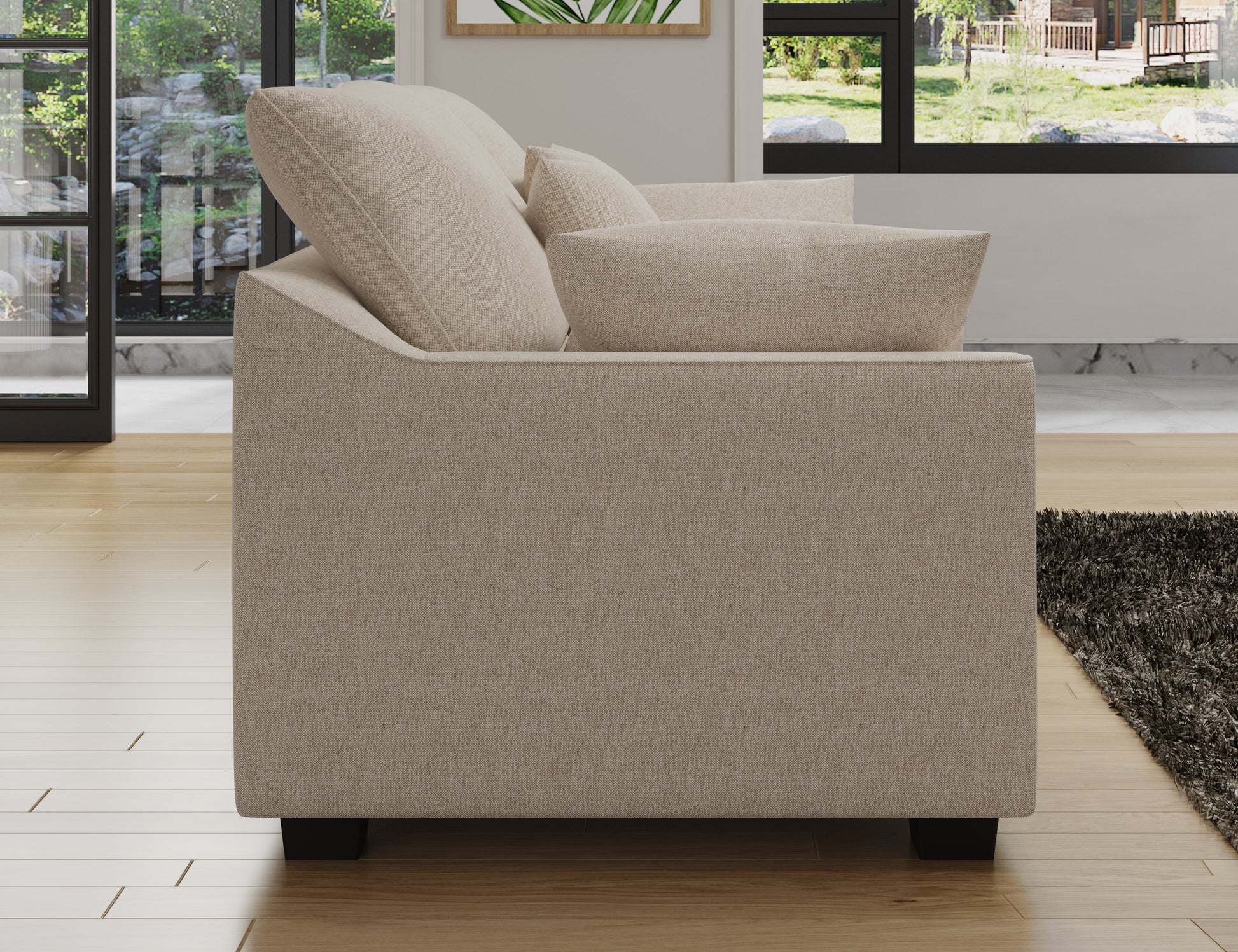 55" Loveseat Couch 2 Seater Sofa With Pillows Polyester Upholstery Down Filled Cushion Sofa For Living Room Apartment,Beige Beige Polyester Wood Primary Living Space Soft Cushion Back Foam Polyester 2 Seat