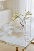 Luxurious Faux Marble Mdf Dinning Table For 6 Or 8, Rectangular 70.9